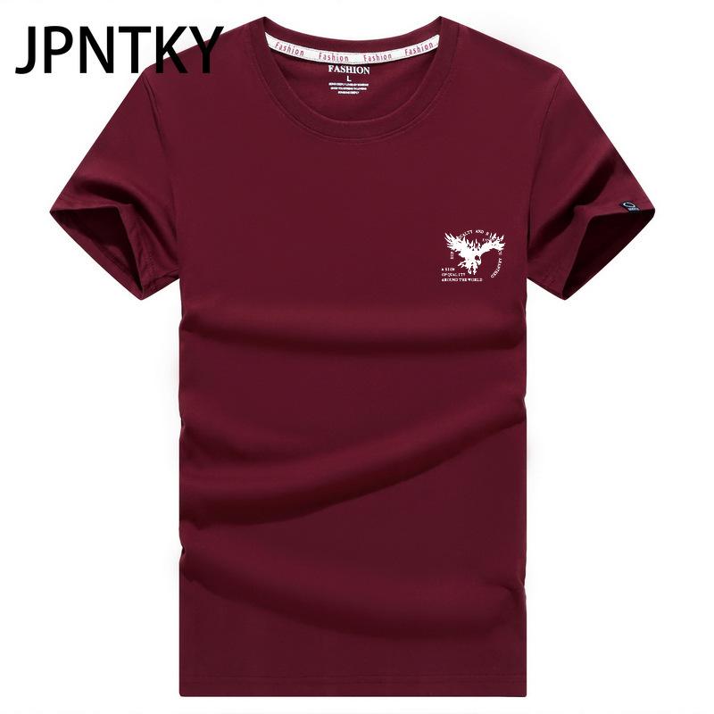 

JPNTKY Хлопковая футболка с коротким рукавом, мужская модная свободная рубашка с коротким рукавом, напечатанная сострадательная рубашка XXXXXL бордовый