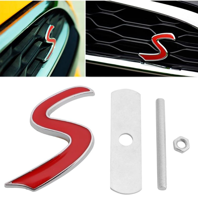 3D Metall S Frontgrill Abzeichen Emblem Aufkleber für Mini für Cooper R50 R52 R53 R56 R Dropshipping
