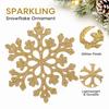 Christmas Decoration Snowflake Ornaments, Plastic Glitter- Snowflake, Hollow Snowflake Hanging Pendants for Christmas Tree