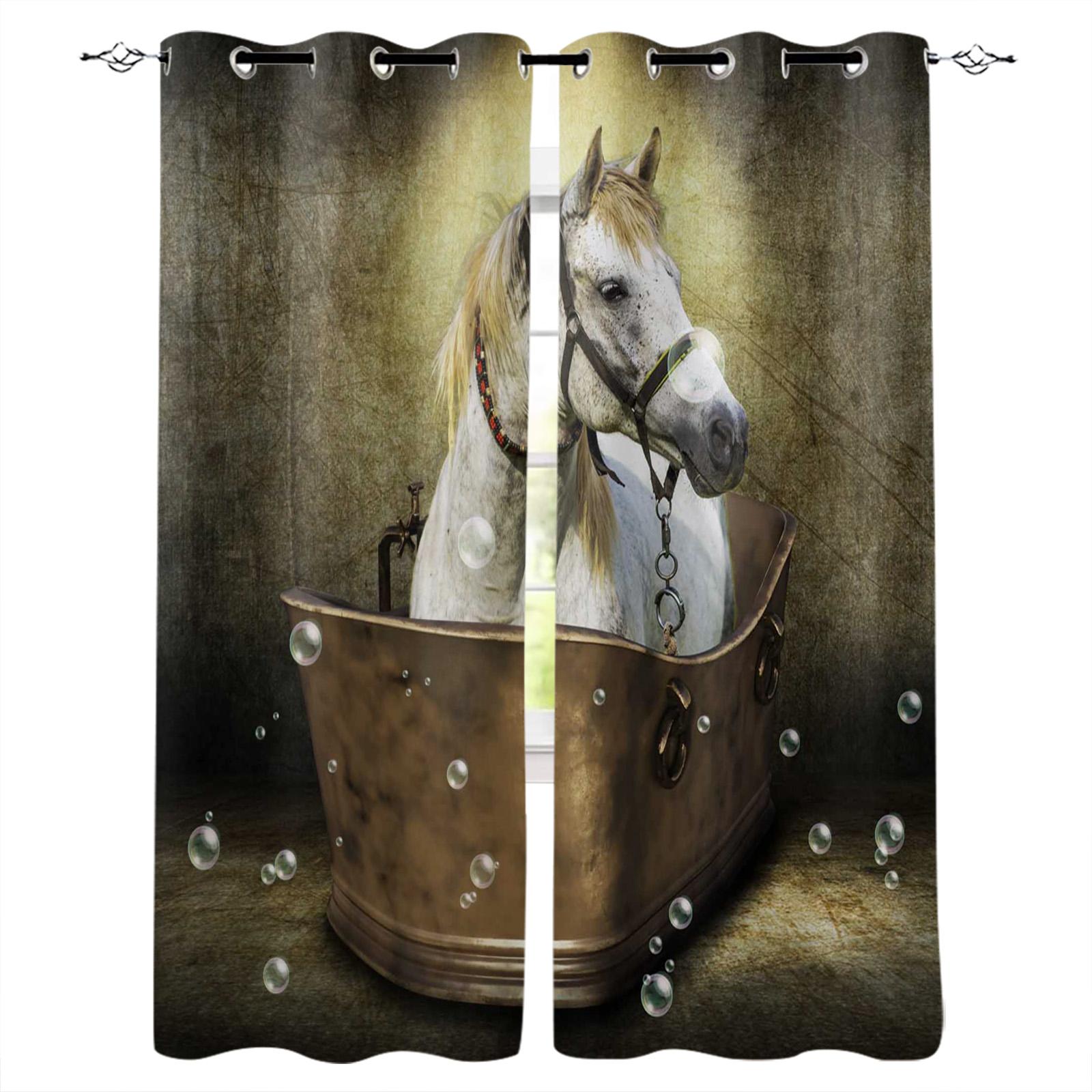 Шторы на окно с изображением лошади — фото 8