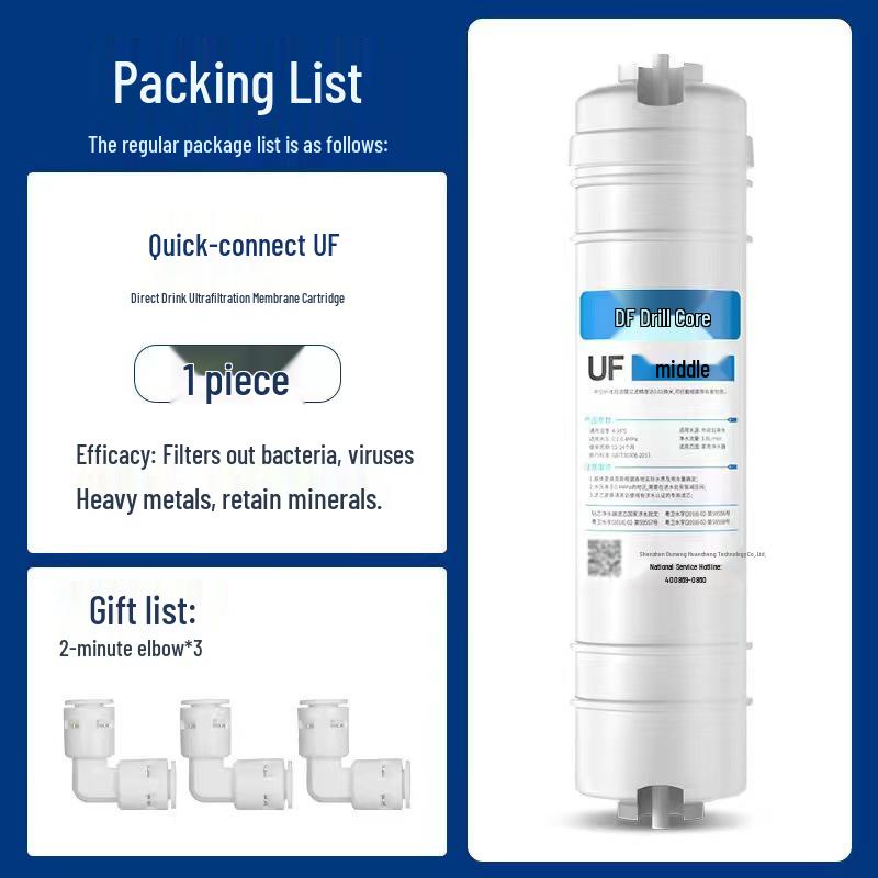 10-tommers femtrinns vannrenserfiltersett: Hurtigkobling PP Bomull, Granulert Karbon, Skalahemmer, Komprimert Karbon og RO-membran