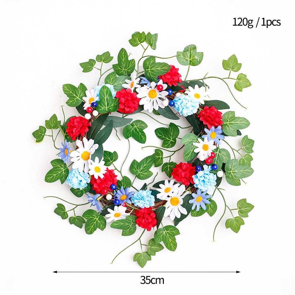 Patriotic Independence Day Wooden Door Wreath for Outdoor Home Decoration