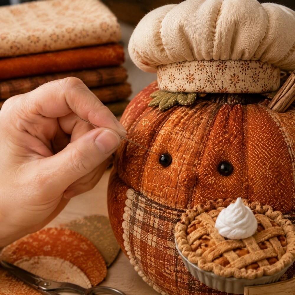 Vintage Style DIY Sewing Kit Floral Fabric Patchwork Pumpkin Friends Kit Autumn Home Decor