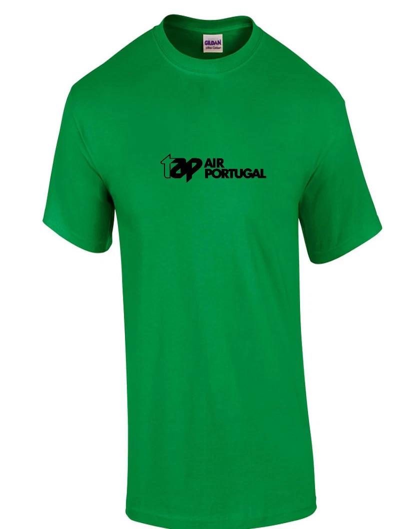 TAP Air Portugal Vintage Black Logo Portuguese Airline Green Cotton T-Shirt S