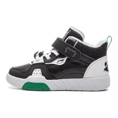 Li Ning Kids Sports Lifestyle Series Synthetic Leather Fashion Comfortable Fleece Non-Slip Wear-Resistant Warm Mid-Top Kids Sneakers YKNU100-21