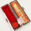 Portable Stamper Storage Box With Velvety Fabric Lining PU Leather Metal Stamper Holder For Business Document Stamping