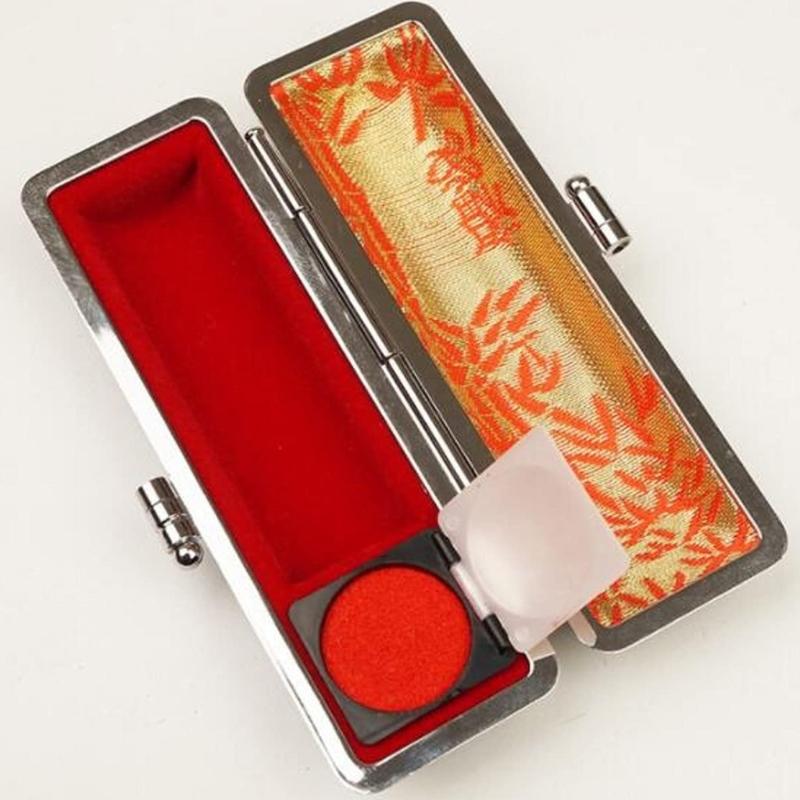 Portable Stamper Storage Box With Velvety Fabric Lining PU Leather Metal Stamper Holder For Business Document Stamping