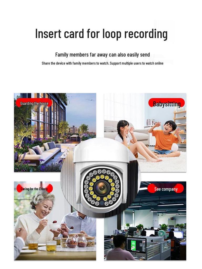 HD Smart Wireless WiFi Surveillance Camera with Dual Light, Full-Color, Waterproof, Small Ball Design for Home Monitoring