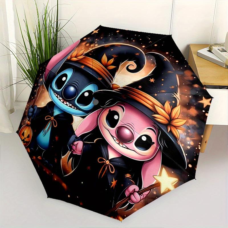 

Halloween,Stitch Fully automatic themed umbrella 8 ribs durable iron frame, tri fold compact design, perfect as a gift, travel umbrella, u