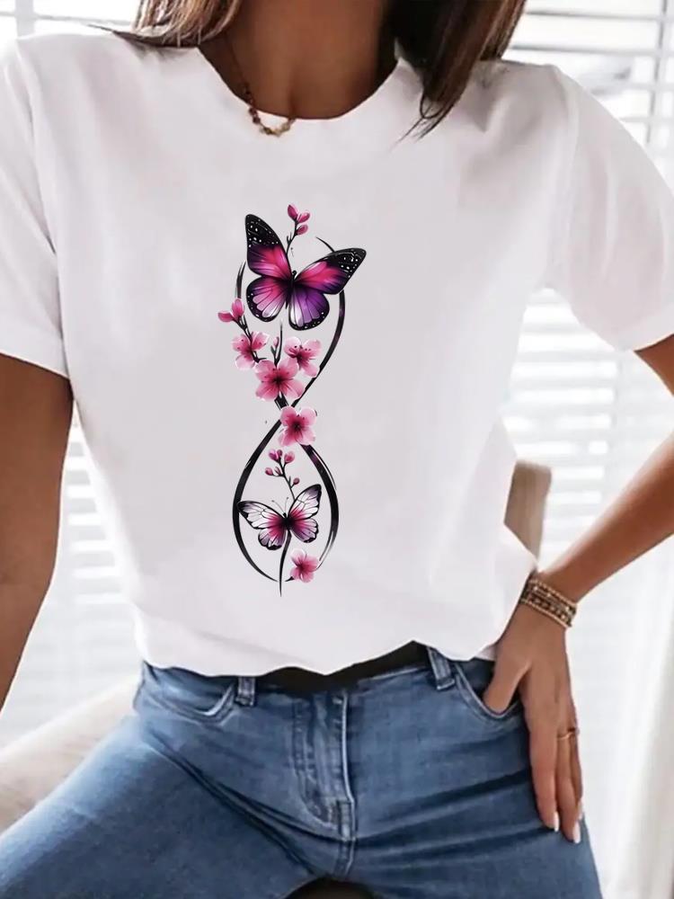 

(Азиатский размер) Одежда Футболка Майка Топ Женская Мода Женская Женщина буквенный стиль милый Принт Короткий Рукав Графические Футболки L