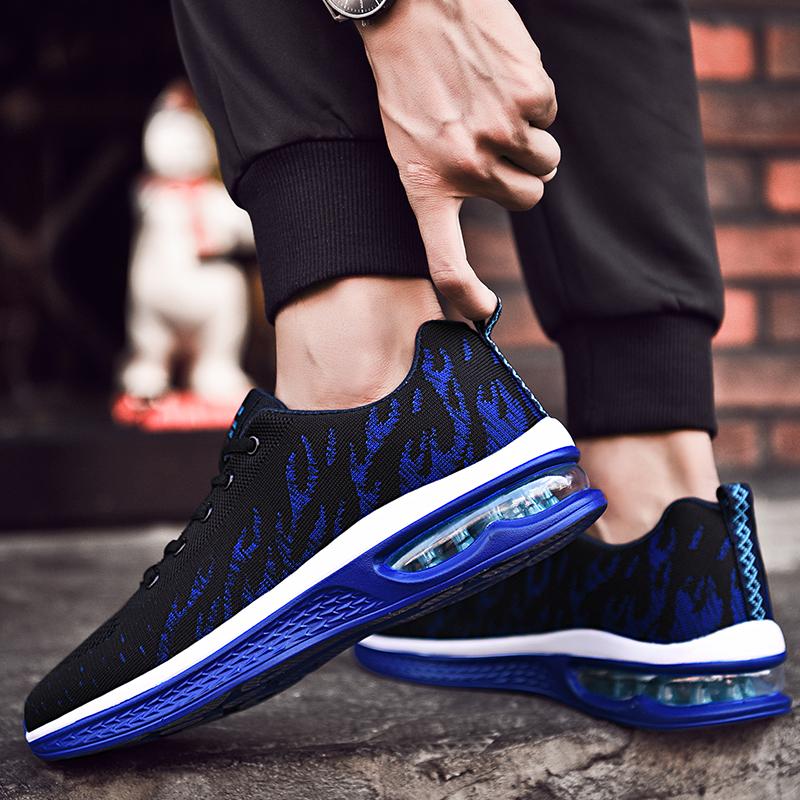 New Flying Woven Breathable Non-slip Air Cushion Sports Shoes for Men 46 Large Size Students Springback Running Shoes