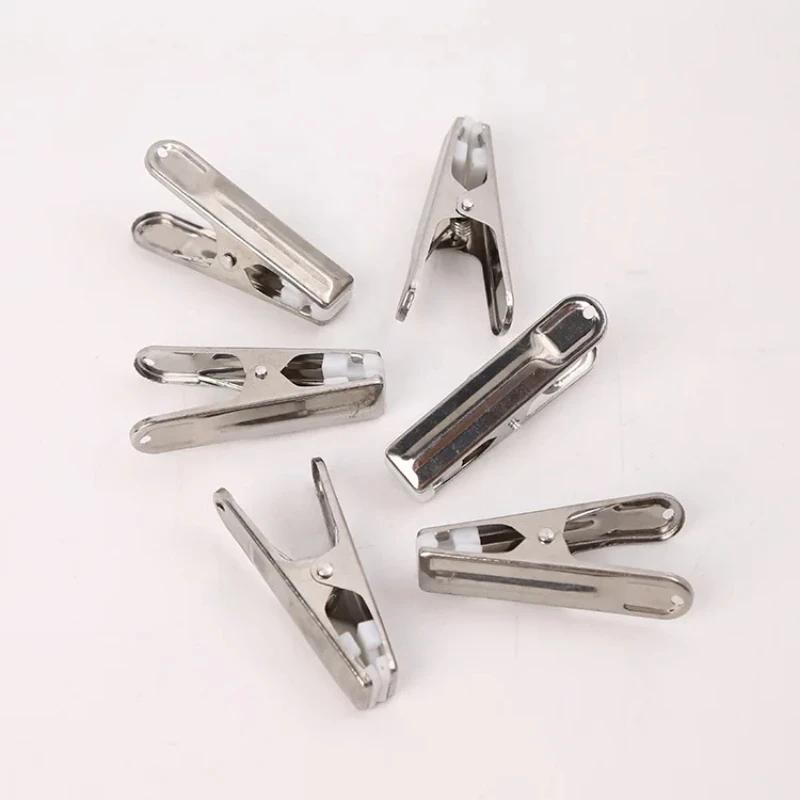 1Pc Multipurpose Stainless Steel Clips with Plastic Sheet Clothing Clamps Sealing Clip Household Clothespin Metal Clothespins