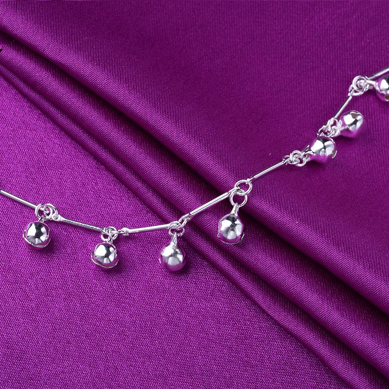 Korean Handmade Bamboo Section Silver-Plated Bracelet & Anklet with Small Bell for Women