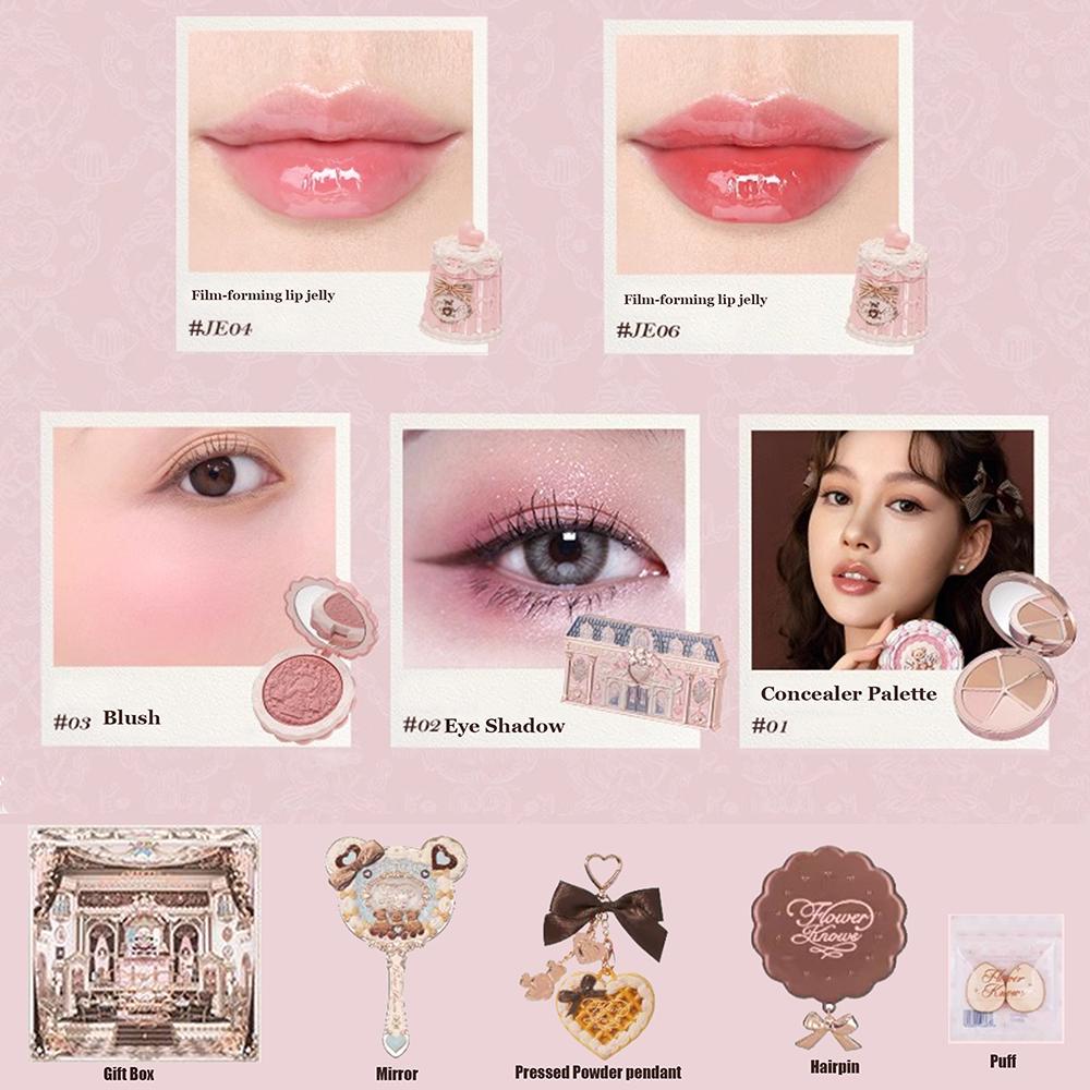Flower Knows SWEETIE BEAR Make-up Box Geschenkset All-in-One Parfüm Schimmernde Lidschattenpalette Rouge Lippen-Gelee Box 10 STÜCK