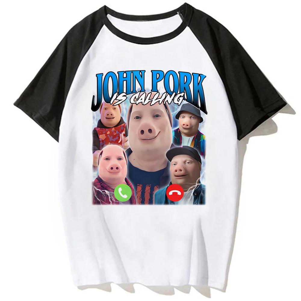 

John Pork Women Top Tees Korean Clothes Y2k Graphic Vintage Gothic Grunge TShirts S