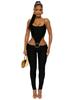D9600 Women's Fashionable Sexy Spaghetti Strap Hollow Out Bodysuit