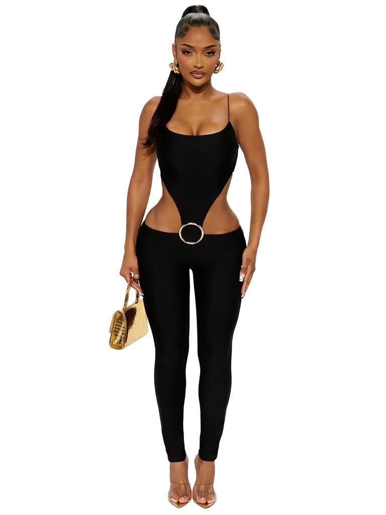 D9600 Women's Fashionable Sexy Spaghetti Strap Hollow Out Bodysuit
