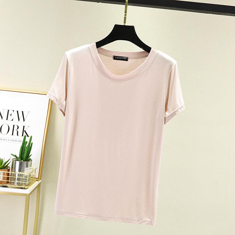 Women's Plus Size Round Neck Short Sleeve T-Shirt - Summer Solid Color Versatile Inner/Outer Layer
