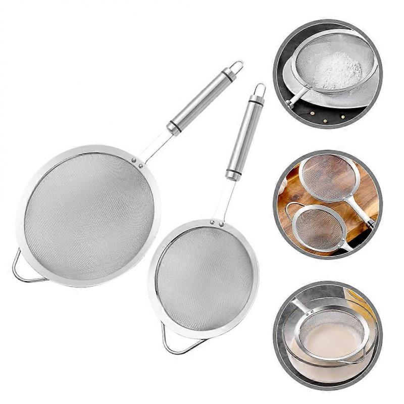 Metal Sieve Strainer Small Metal Soup Strainer Juice Filtering Home Users 2Pcs