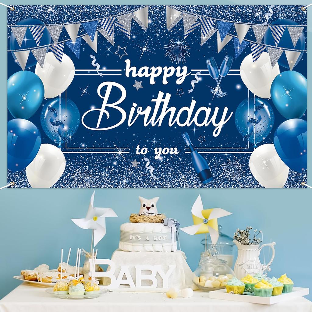 Paready Zi de Naștere Zid de Ziua de Naștere Zid Foto Mare Foto Petrecere de Ziua de Naștere Acasă Tapiserie Albastră, Decorațiune, Agățat, Poster, Fundal, Decorațiune,