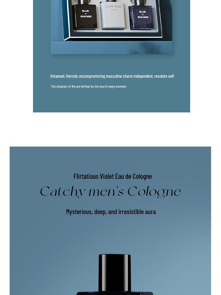 JEAN MISS Azure Men's Perfume Set: Three-Piece Long-Lasting Light Fragrance Eau de Cologne