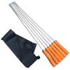 6 PCS Stainless Steel Flat Barbecue Skewers Wood Handle Meat Skewers Perfect for Grilling Picnics and Outdoor Activities