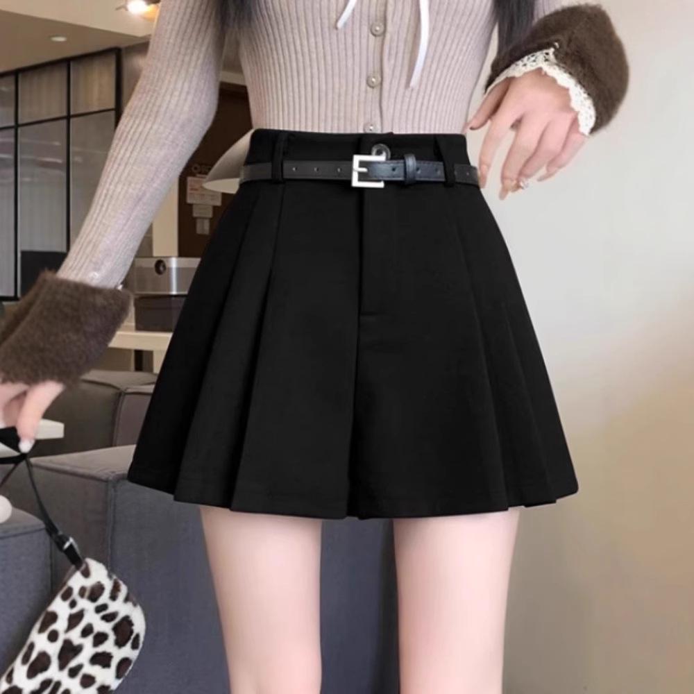 

Women s Khaki Wool Wide-Leg High-Waisted Pleated Pants - Autumn/Winter A-Line Booty Shorts XL [Recommended 119-130 lbs]