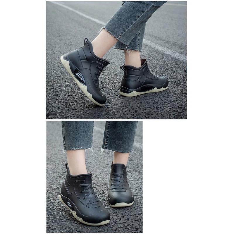 Women's Waterproof Short Ankle Boots Non-Slip Leather Sneakers Comfortable Casual Shoes