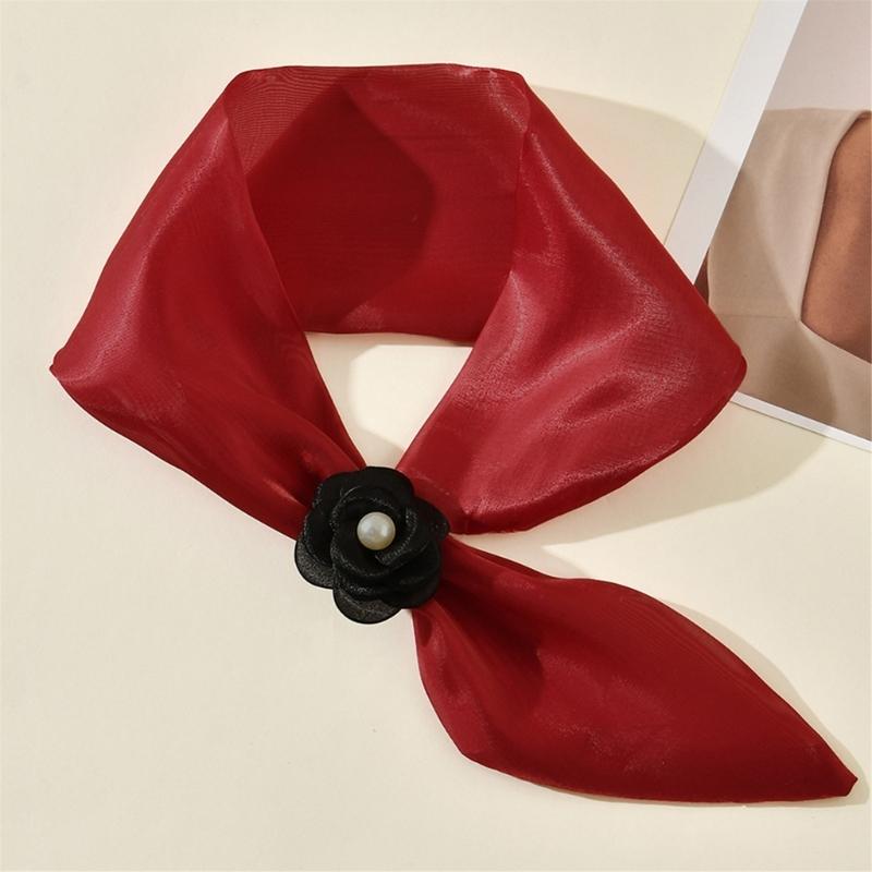 Adjustable Flower Neckerchief Removable Soft Touches Polyester Neck Wrap for Daily Wear Or Occasion