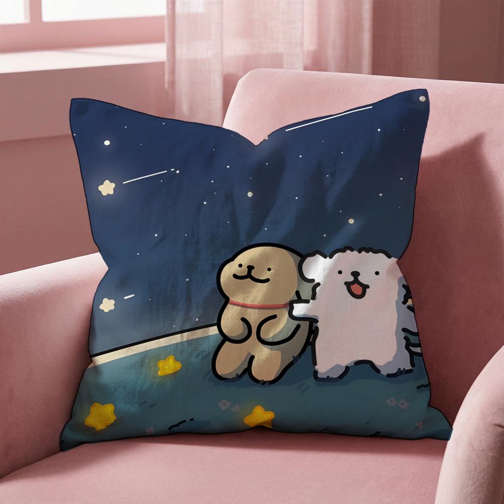 L-Line Puppy CARTOON Cushion Cover Multi-Scene Pillow Cover for Home & Car - Reversible, Soft & Durable for Daily Use