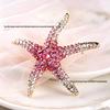 European Vintage Crystal Starfish Brooch – Elegant Women's Pin for Suits and Lapels