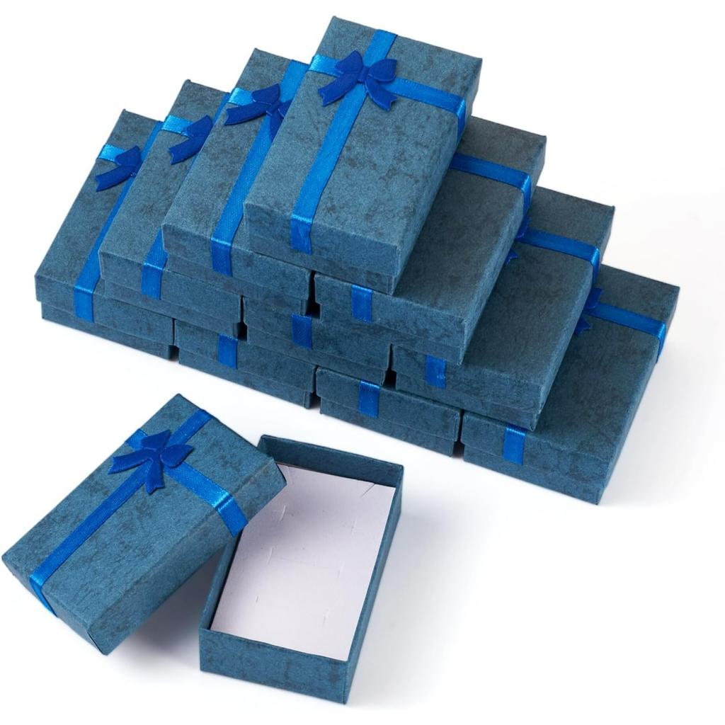 12Pcs Black Small Jewelry Gift Boxes 3.19x2.03 Inch Bracelet  Earring Packaging Boxes With Lids Bowknot for Easter Valentines Day Jewelry Display