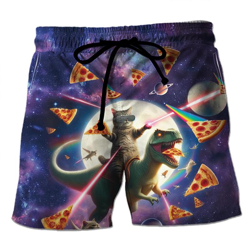 Funny 3D Printing Dinosaur Beach Shorts For Men Street Drawstring Swimming Trunks Kids Summer Animal Pattern Surfboard Shorts