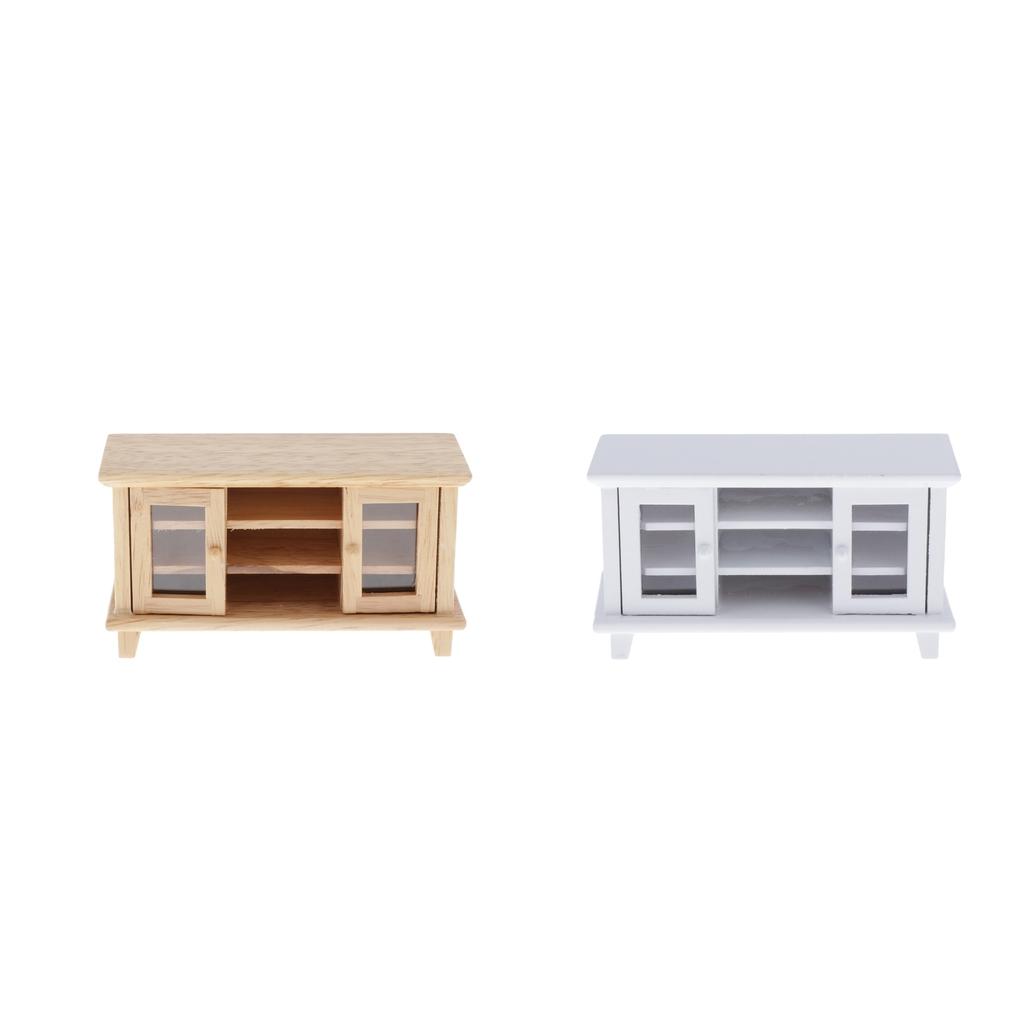 1:12 Dollhouse Miniature Wood TV Cabinet Stand Bench Living Room Decoration