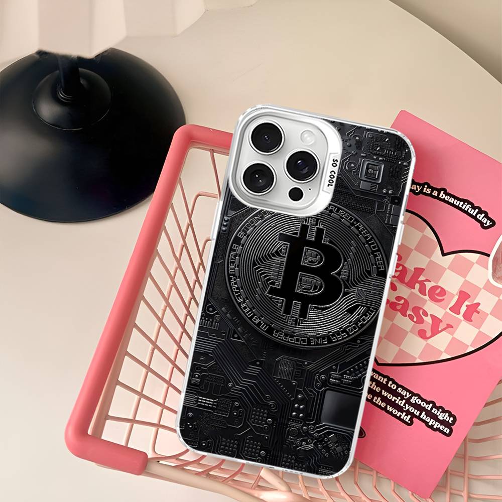 B-Bitcoin Phone Case Color Silver Shell For LPhone 17 16 16e 15 14 13 12 11 Pro Max Plus