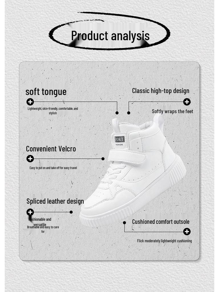 2025 Kinder High-Top Canvas Schuhe - Weiße Sneakers für Jungen & Mädchen, Frühling/Herbst Freizeit- & Sportbekleidung