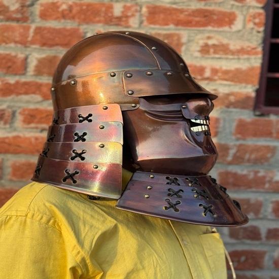 Helmet , Fantasy SCA LARP Helmet, Anime Cosplay Helmet Sengoku Bashara, Medieval Samurai Helmet