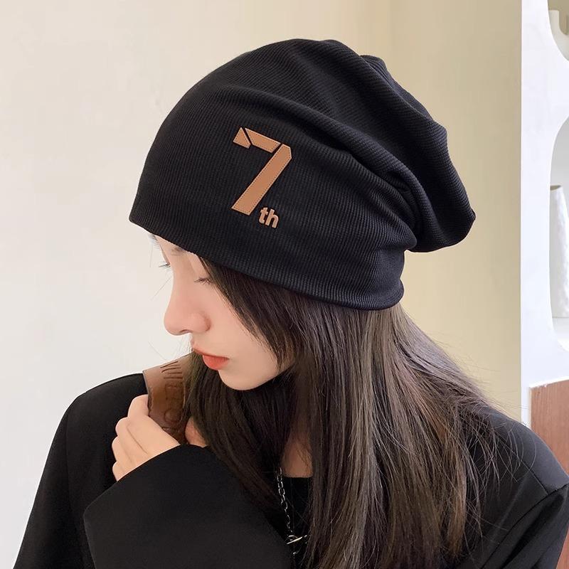 Hat Female Autumn and Winter Tide Versatile Wool Confinement Hat Baotou Cold Hat Sleeve Knitted Stacking Hat