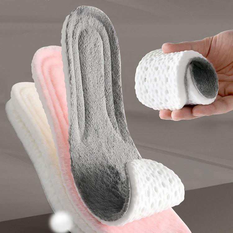1 Pair High Elasticity Padded Warm Insoles for Men Women Shock Absorbing Latex Insoles Warm Insoles for Fall and Winter Sports Insoles