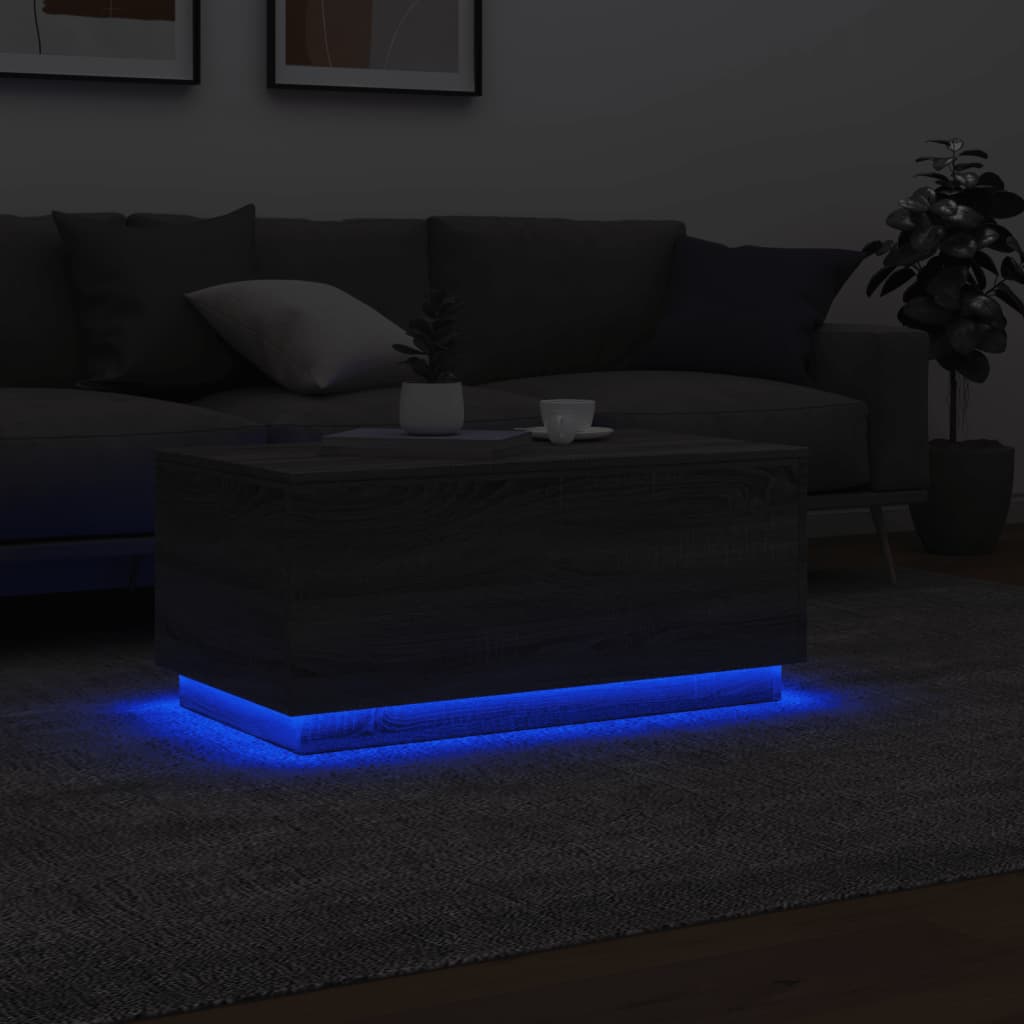 LED Coffee Table in Grey Sonoma 90 x 50 x 40 cm