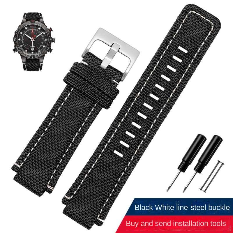 24*16MM Für TIMEX Gezeiten Canvas Konvexes Armband Herren Kompass Armband T2N721 T2N720 TW2T76500 TW2T76300 Serie Nylon Uhrenarmband