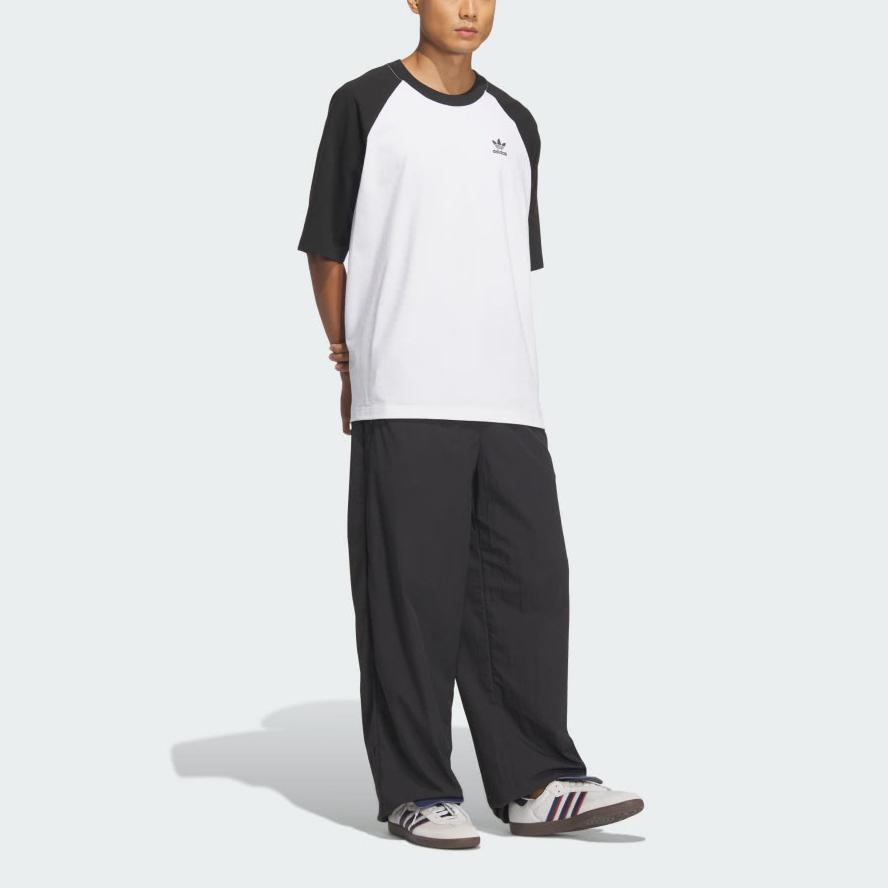 Adidas Originals Adicolor Raglan T-Shirt Loose Fit Round Neck Casual Sports Short Sleeve Men Tops Black White JM7263