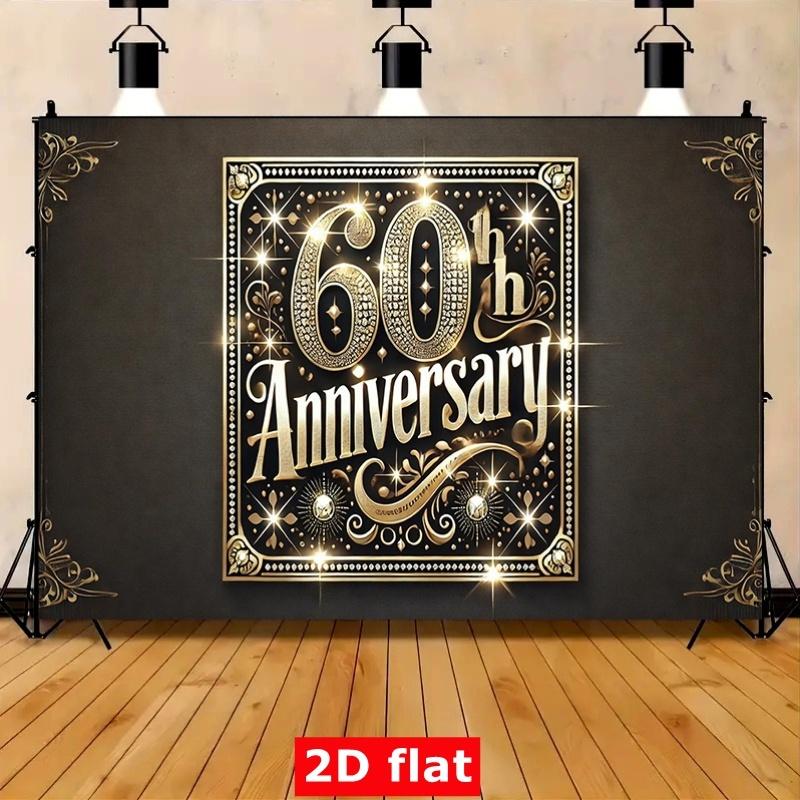 A 2D flat item used to celebrate the 60th anniversary celebration, made of polyester fiber, party banner