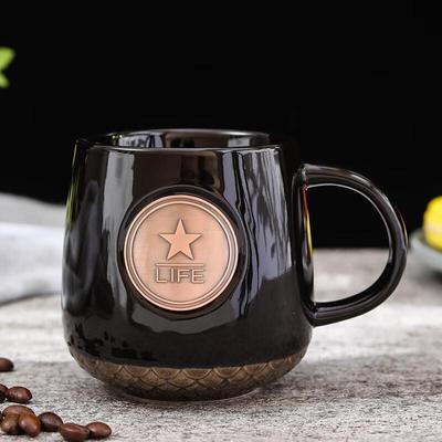 Classic Ceramic Office Mug with Bronze Badge
