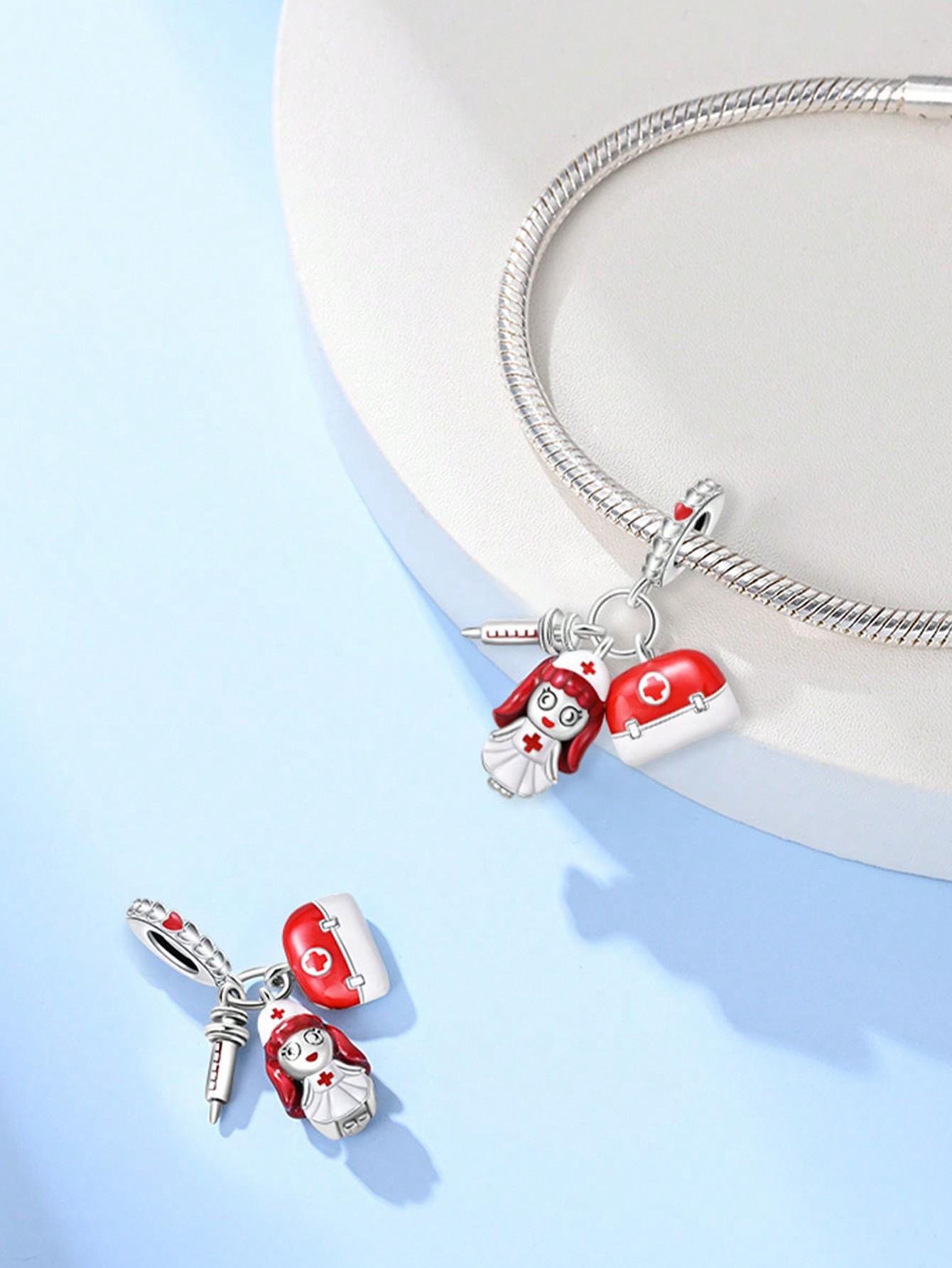 

Copper Metal Plated Authentic Original Charm Bead Components MMedicine box virus capsule Bead Components Compatible With Bracelet High Quality Fine