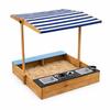 Children's Sandbox - GINGER HOME 3 In 1 - Adjustable UV Roof - Kitchen &; Integrated Benches - Fir Wood