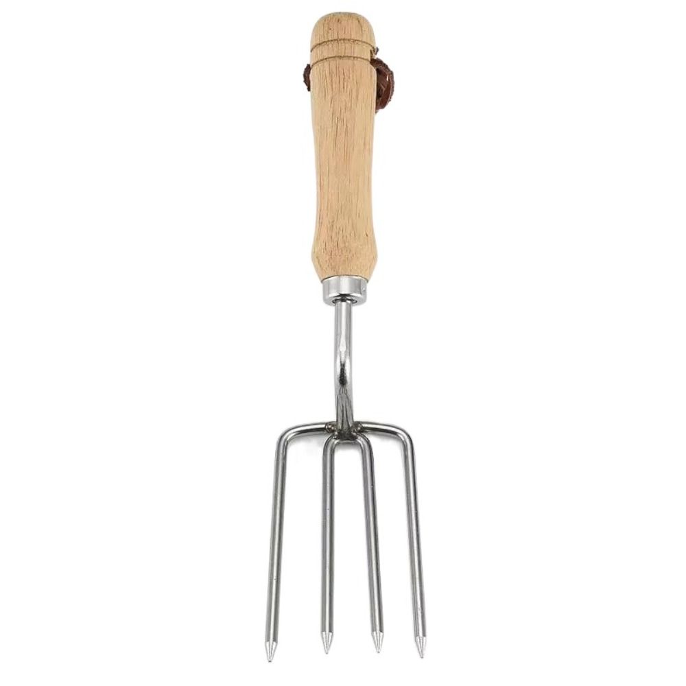 Stainless Steel Garden Shovel Rake Shovel with Wooden Handle Rustproof L-shaped Weeding Sickle Handheld Crevice Weeding Tool