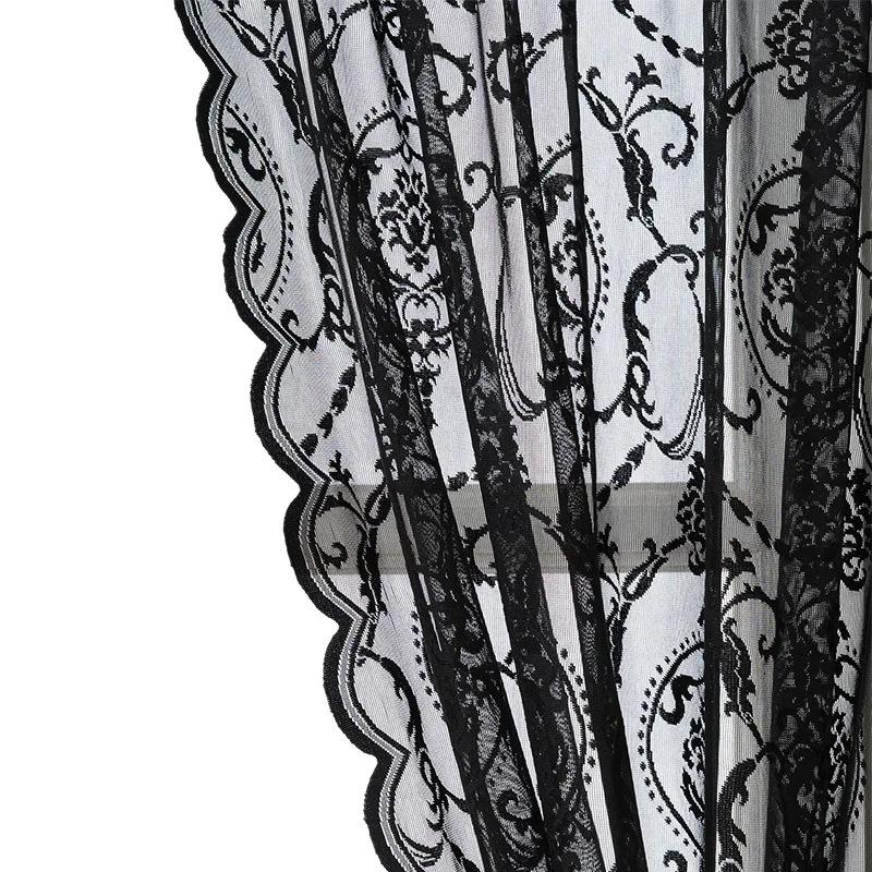1 Panel Vintage Lace Curtains Rod Pocket Sheer Curtain Long-Romantic Flowers Branch Window Curtain for Living Room French Decor