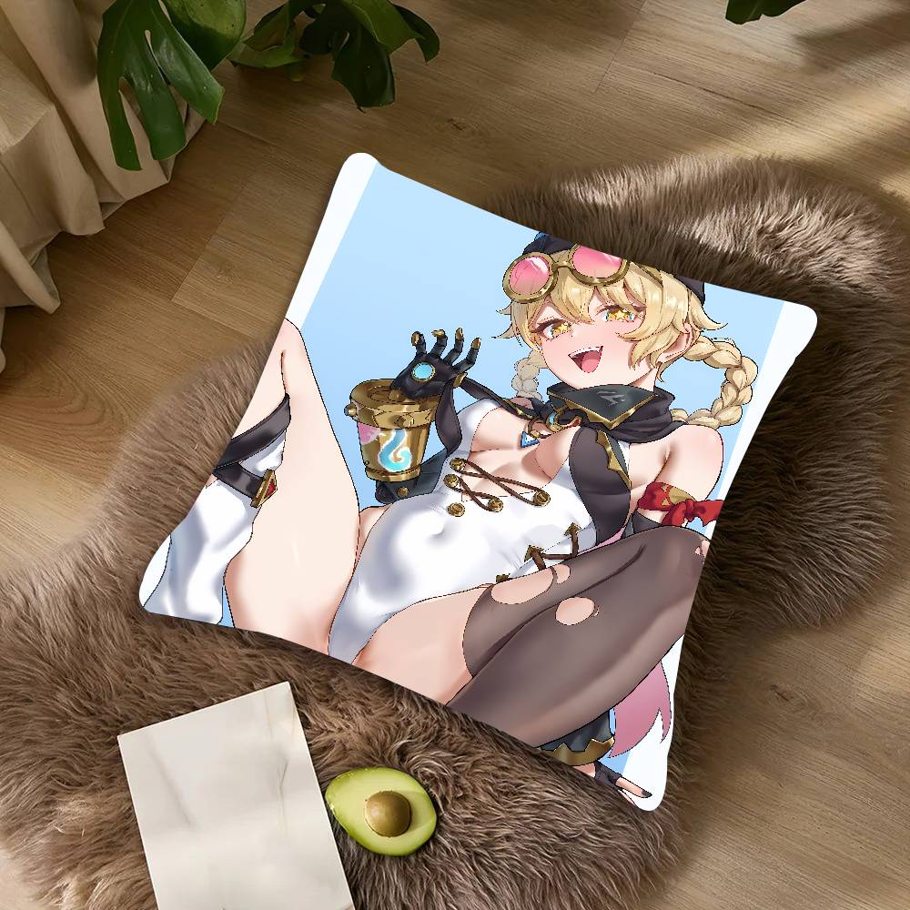 Cute Funny Girl Hot Jahoda Genshin Impact Cushion Cover Decor Throw Pillow Covers For Couch Camping Pillow Cover Decorations