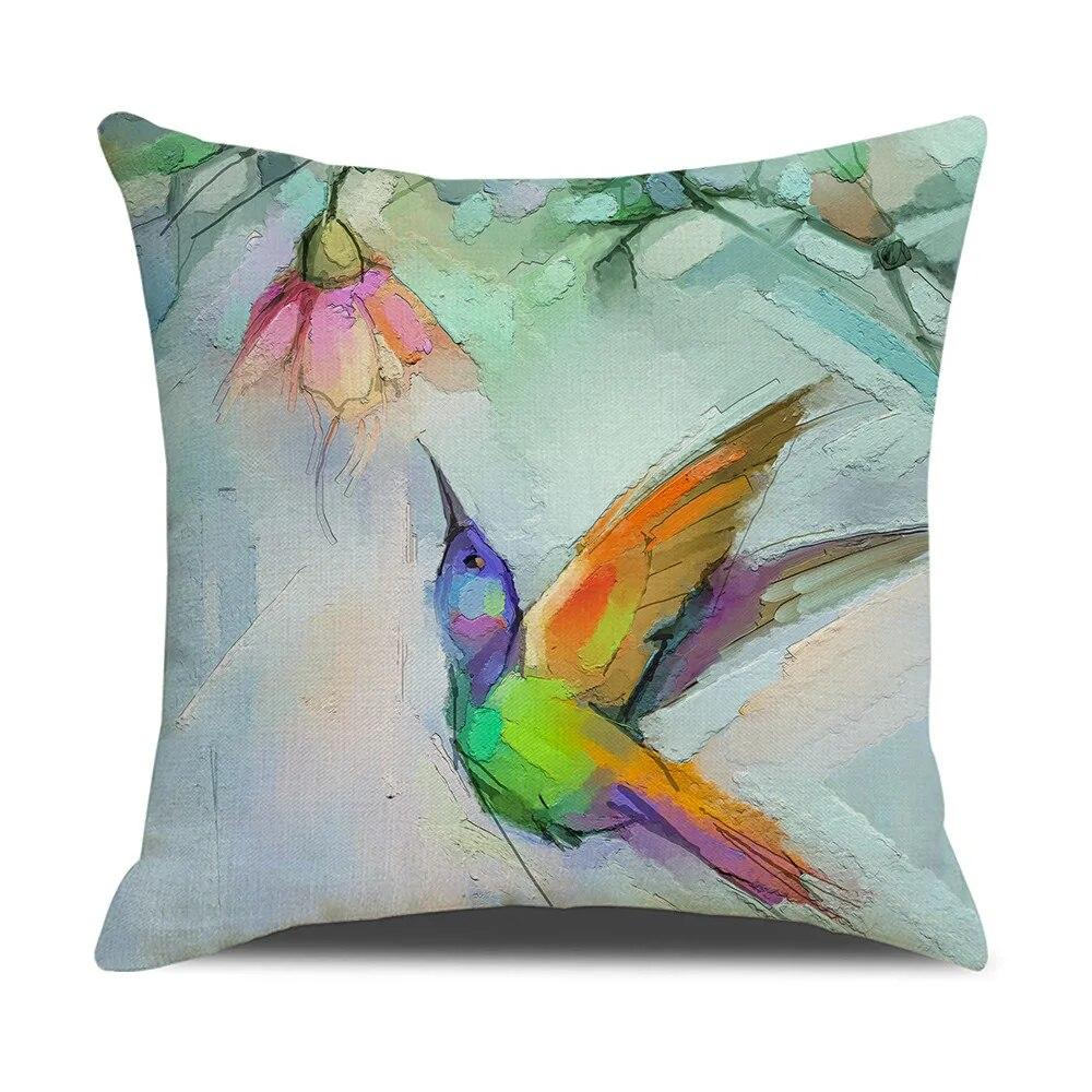 Watercolor Bird Cushion Cover Pillowcase Home Decor Office Sofa Pillowcase Home Decor Pillowcase